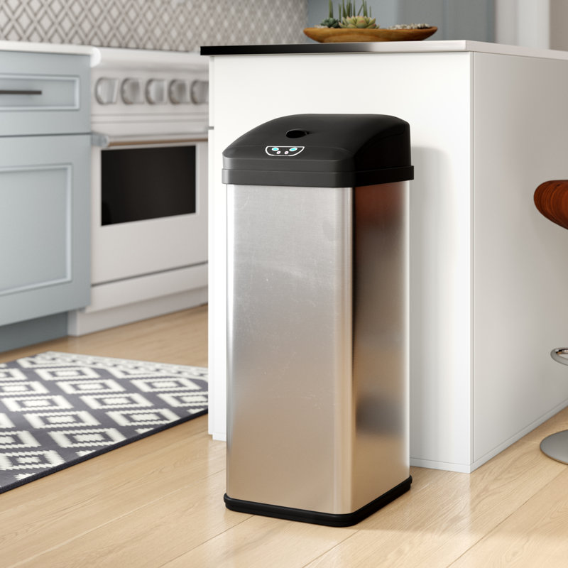 Rebrilliant Ericksen Stainless Steel 13 Gallon Motion Sensor Trash Can